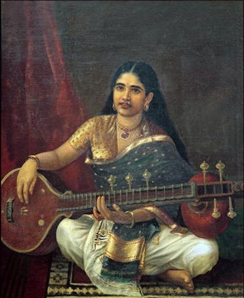 Raja Ravi Varma Woman with Veena oil painting image